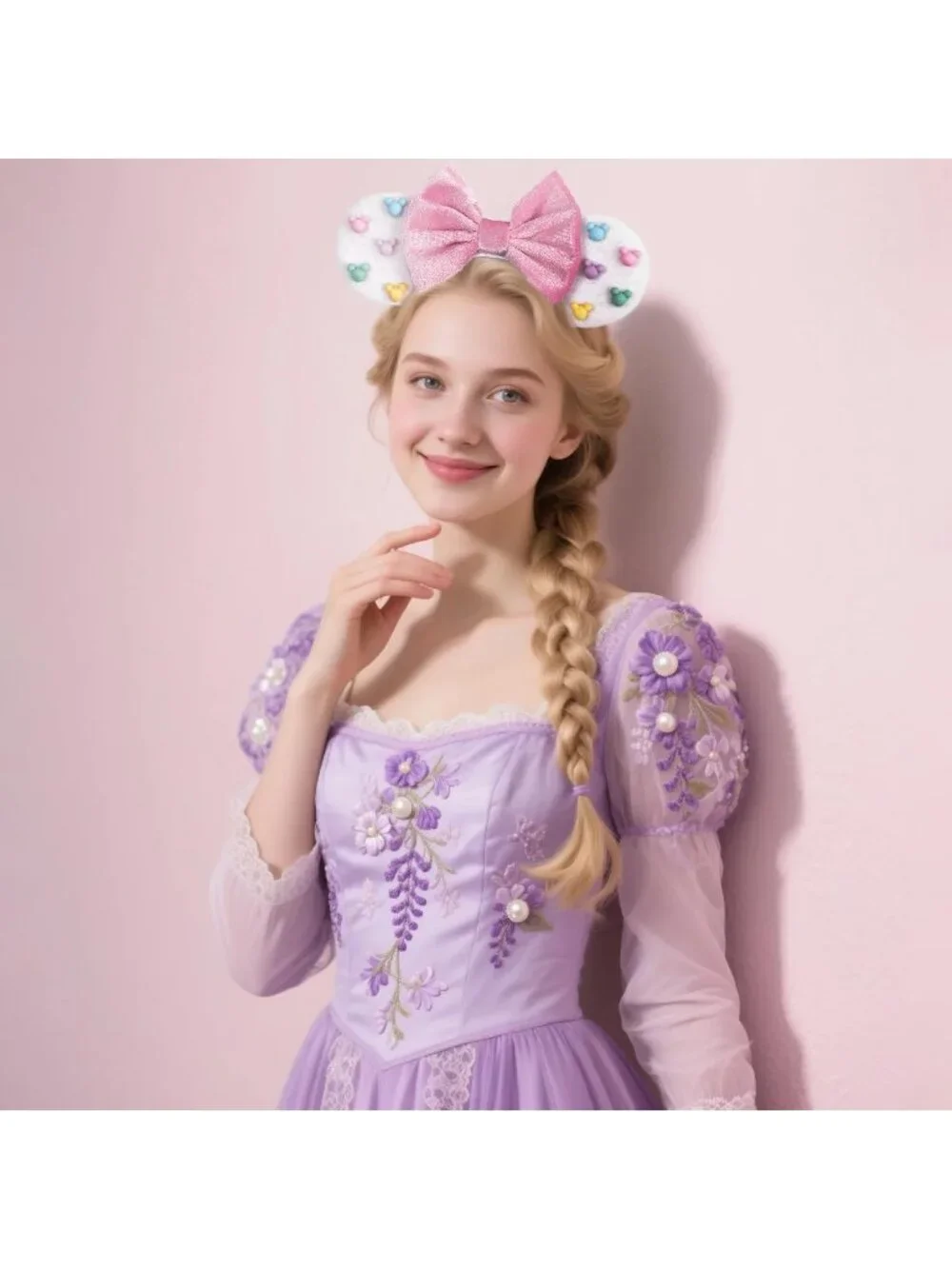 Women White cotton Candy-Inspired Mickey Mouse Hair Headband